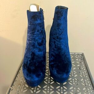 Blue Faux Fur Booties